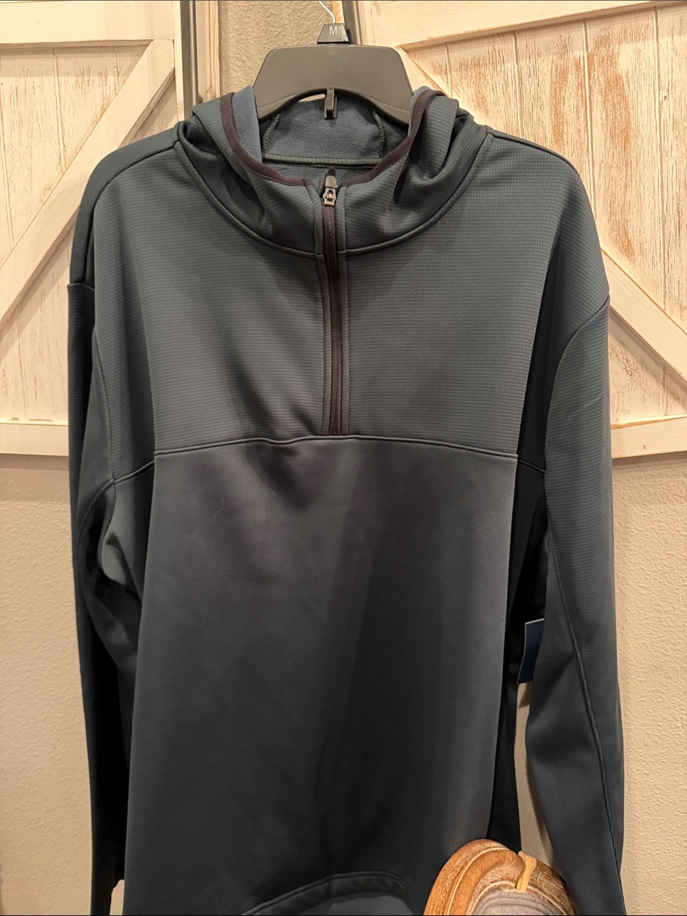Men's Hooded Half-Zip Performance Jacket - Dark green xxl nwt